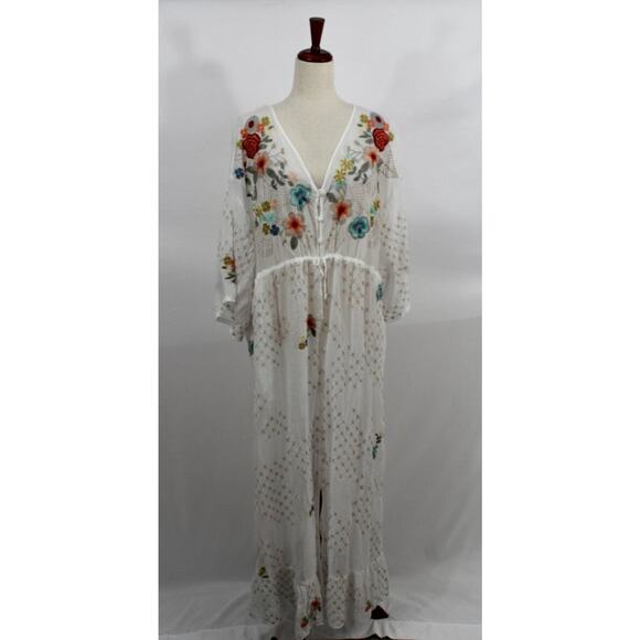JOHNNY WAS Sz L Large White Fierro Embroidered Dress Coverup NO SLIP NWT - Picture 9 of 9